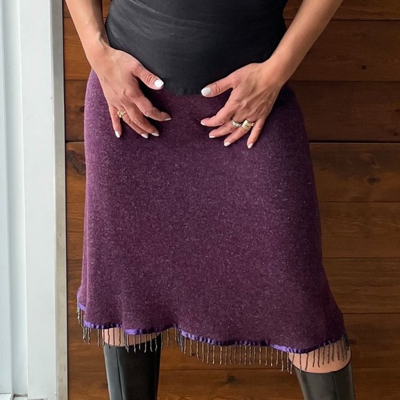 100 degrees purple skirt with beaded tassels, women's size M - Picture 1 of 4
